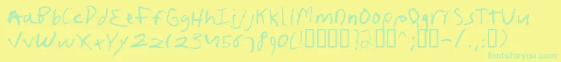 Weitere Informationen zur Frushand-Schriftart Frushand-Schriftart – Grüne Schriften auf gelbem Hintergrund