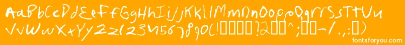 Frushand-Schriftart – Weiße Schriften auf orangefarbenem Hintergrund