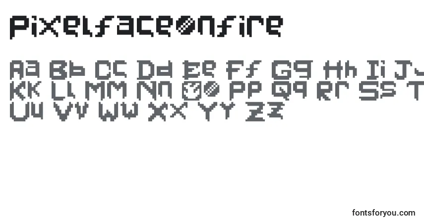 Czcionka Pixelfaceonfire – alfabet, cyfry, specjalne znaki