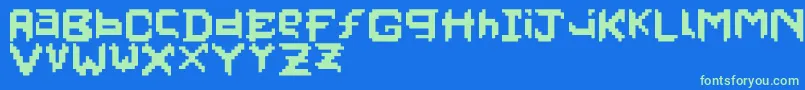 Pixelfaceonfire Font – Green Fonts on Blue Background