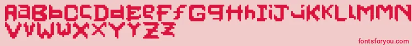 Pixelfaceonfire-Schriftart – Rote Schriften auf rosa Hintergrund