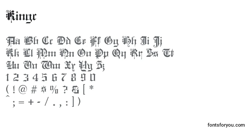 Czcionka Kingc – alfabet, cyfry, specjalne znaki