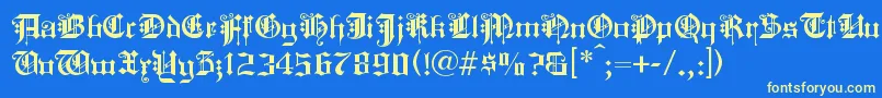 フォントKingc – 黄色の文字、青い背景