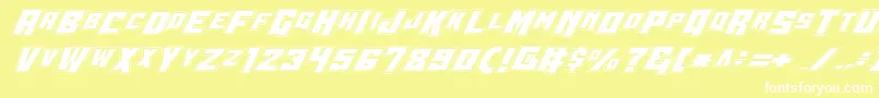 WhiskeyBravoVictorPro-Schriftart – Weiße Schriften auf gelbem Hintergrund