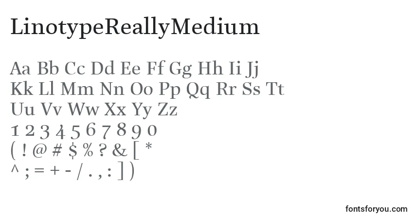 A fonte LinotypeReallyMedium – alfabeto, números, caracteres especiais