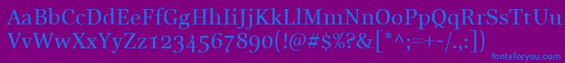 LinotypeReallyMedium-fontti – siniset fontit violetilla taustalla