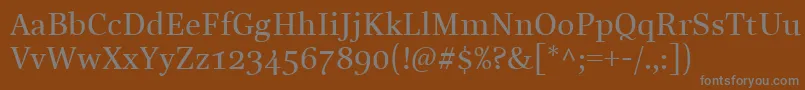 Fonte LinotypeReallyMedium – fontes cinzas em um fundo marrom