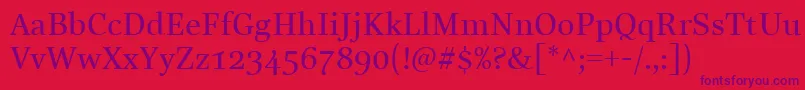 LinotypeReallyMedium-Schriftart – Violette Schriften auf rotem Hintergrund