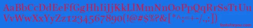 LinotypeReallyMedium Font – Red Fonts on Blue Background