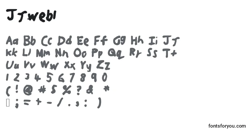 A fonte Jjweb1 – alfabeto, números, caracteres especiais