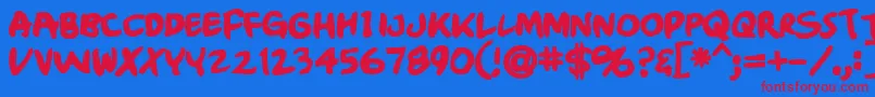 Crumbblack-Schriftart – Rote Schriften auf blauem Hintergrund