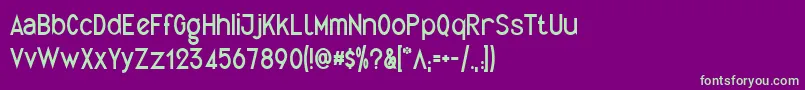 Quirkus-Schriftart – Grüne Schriften auf violettem Hintergrund