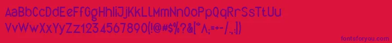 Czcionka Quirkus – fioletowe czcionki na czerwonym tle