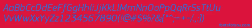 PfsquaresansproItalic Font – Blue Fonts on Red Background