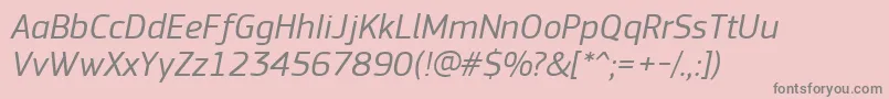 フォントPfsquaresansproItalic – ピンクの背景に灰色の文字