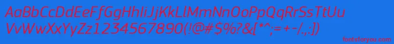 PfsquaresansproItalic Font – Red Fonts on Blue Background