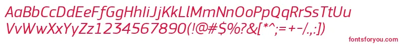 PfsquaresansproItalic Font – Red Fonts on White Background