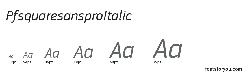 Размеры шрифта PfsquaresansproItalic