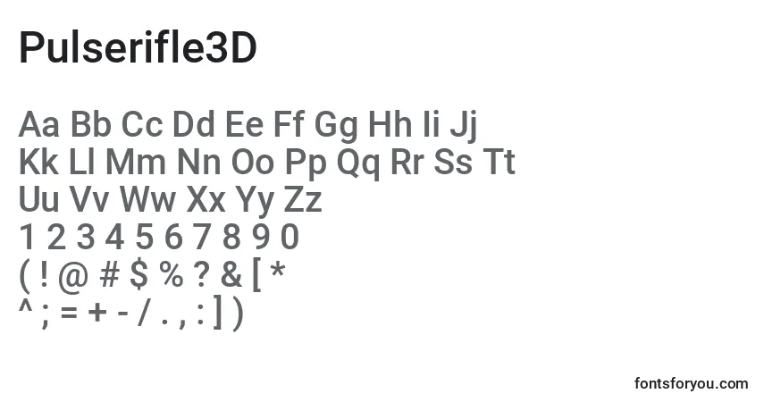 Schriftart Pulserifle3D – Alphabet, Zahlen, spezielle Symbole