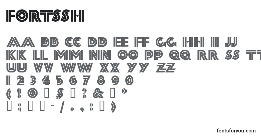 Schriftart Fortssh – Alphabet, Zahlen, spezielle Symbole