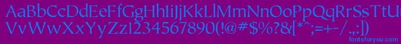 Tiplo-Schriftart – Blaue Schriften auf violettem Hintergrund