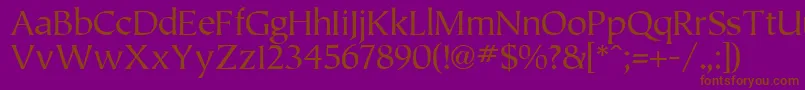 Tiplo-Schriftart – Braune Schriften auf violettem Hintergrund