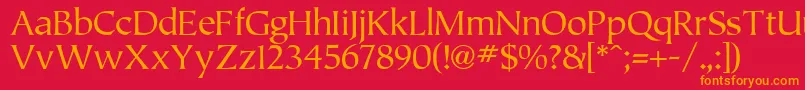 Tiplo-Schriftart – Orangefarbene Schriften auf rotem Hintergrund