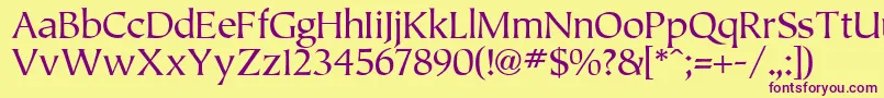 Czcionka Tiplo – fioletowe czcionki na żółtym tle
