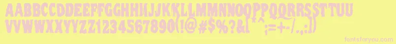 Vtcnightoftheooziedeadcaps-Schriftart – Rosa Schriften auf gelbem Hintergrund