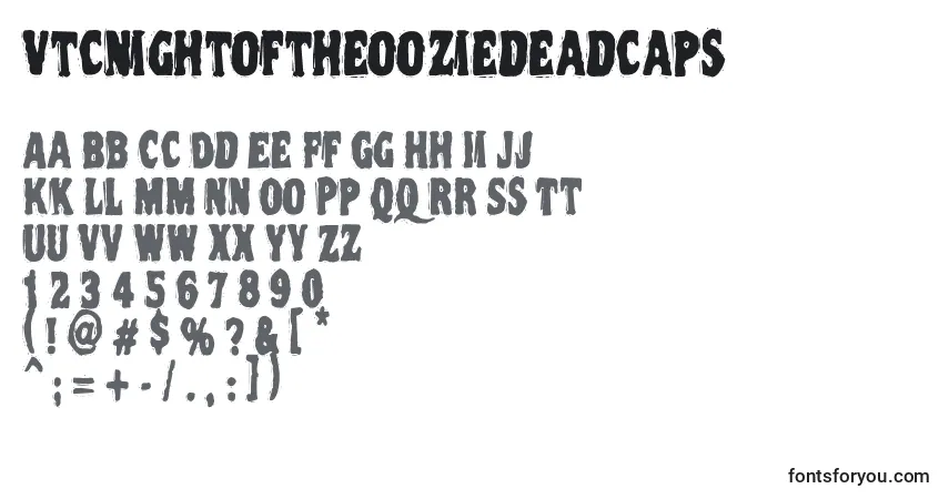 characters of vtcnightoftheooziedeadcaps font, letter of vtcnightoftheooziedeadcaps font, alphabet of  vtcnightoftheooziedeadcaps font