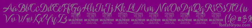 PresideboldPersonalUse Font – Gray Fonts on Purple Background