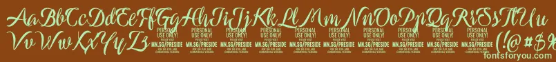 PresideboldPersonalUse Font – Green Fonts on Brown Background