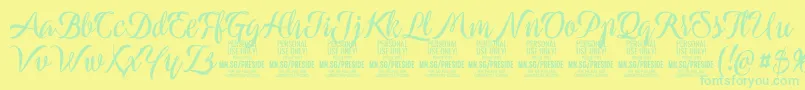 PresideboldPersonalUse Font – Green Fonts on Yellow Background