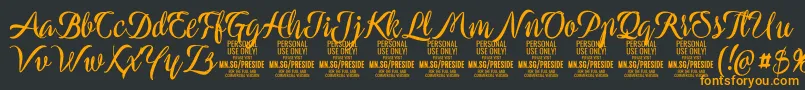 PresideboldPersonalUse Font – Orange Fonts on Black Background