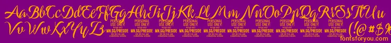 PresideboldPersonalUse Font – Orange Fonts on Purple Background
