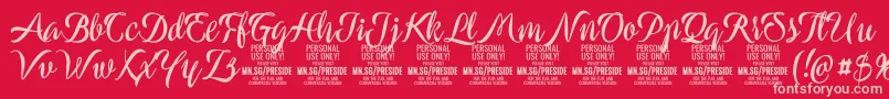 PresideboldPersonalUse Font – Pink Fonts on Red Background