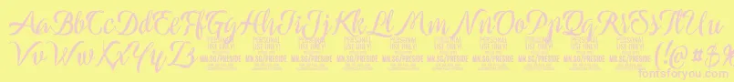 Шрифт PresideboldPersonalUse – розовые шрифты на жёлтом фоне