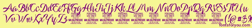 PresideboldPersonalUse Font – Purple Fonts on Yellow Background