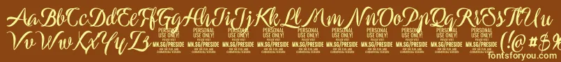 PresideboldPersonalUse Font – Yellow Fonts on Brown Background