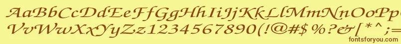 ZapfchanceryMediumitalicEx Font – Brown Fonts on Yellow Background