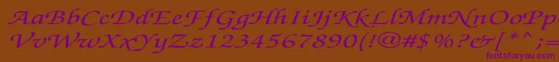 ZapfchanceryMediumitalicEx Font – Purple Fonts on Brown Background