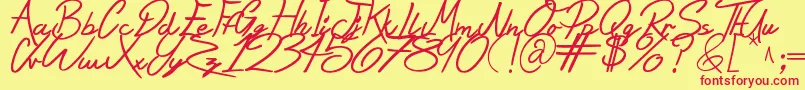 SilentReaction Font – Red Fonts on Yellow Background