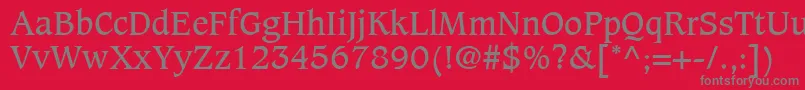 CaxtonLtBook-Schriftart – Graue Schriften auf rotem Hintergrund