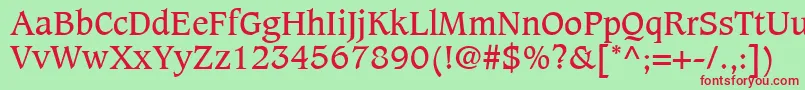 CaxtonLtBook Font – Red Fonts on Green Background