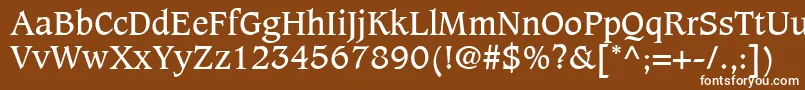 CaxtonLtBook-fontti – valkoiset fontit ruskealla taustalla