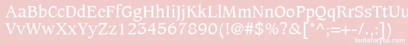 CaxtonLtBook-Schriftart – Weiße Schriften auf rosa Hintergrund