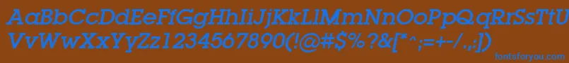 LugaOblique Font – Blue Fonts on Brown Background