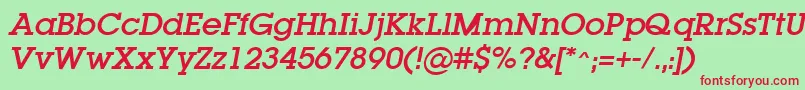 LugaOblique Font – Red Fonts on Green Background