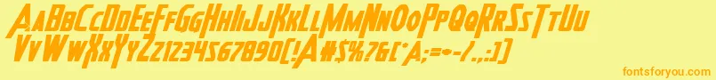 Fonte Heroesassembleboldexpandital2 – fontes laranjas em um fundo amarelo