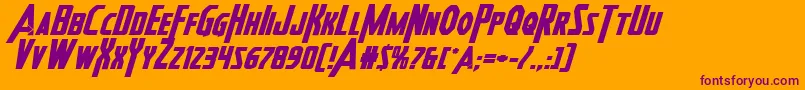 Heroesassembleboldexpandital2 Font – Purple Fonts on Orange Background